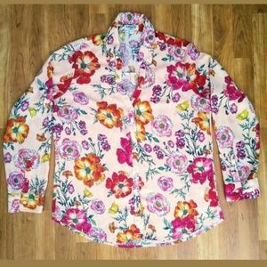 Express Floral Slim Fit Long Sleeve ShirtSz L